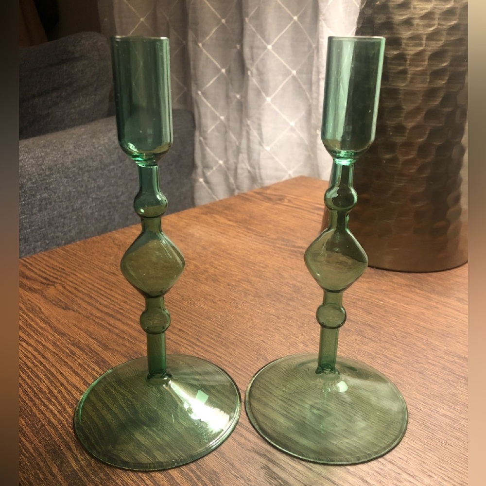 Poketo Glass Candlestick Holder - Set of 2